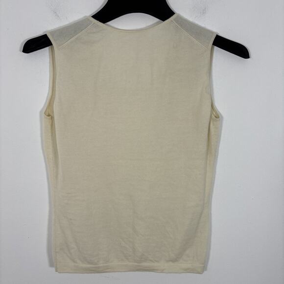Johnstons Cashmere Sleeveless Sweater Tank Basic Layering Small Ivory Off White - Picture 4 of 8